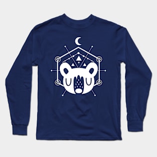 Moon Bear Geometric Design in White Long Sleeve T-Shirt